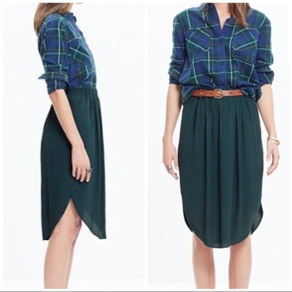 Madewell Blue Green Wrap Skirt Asymmetrical Knee-Length - Picture 1 of 10